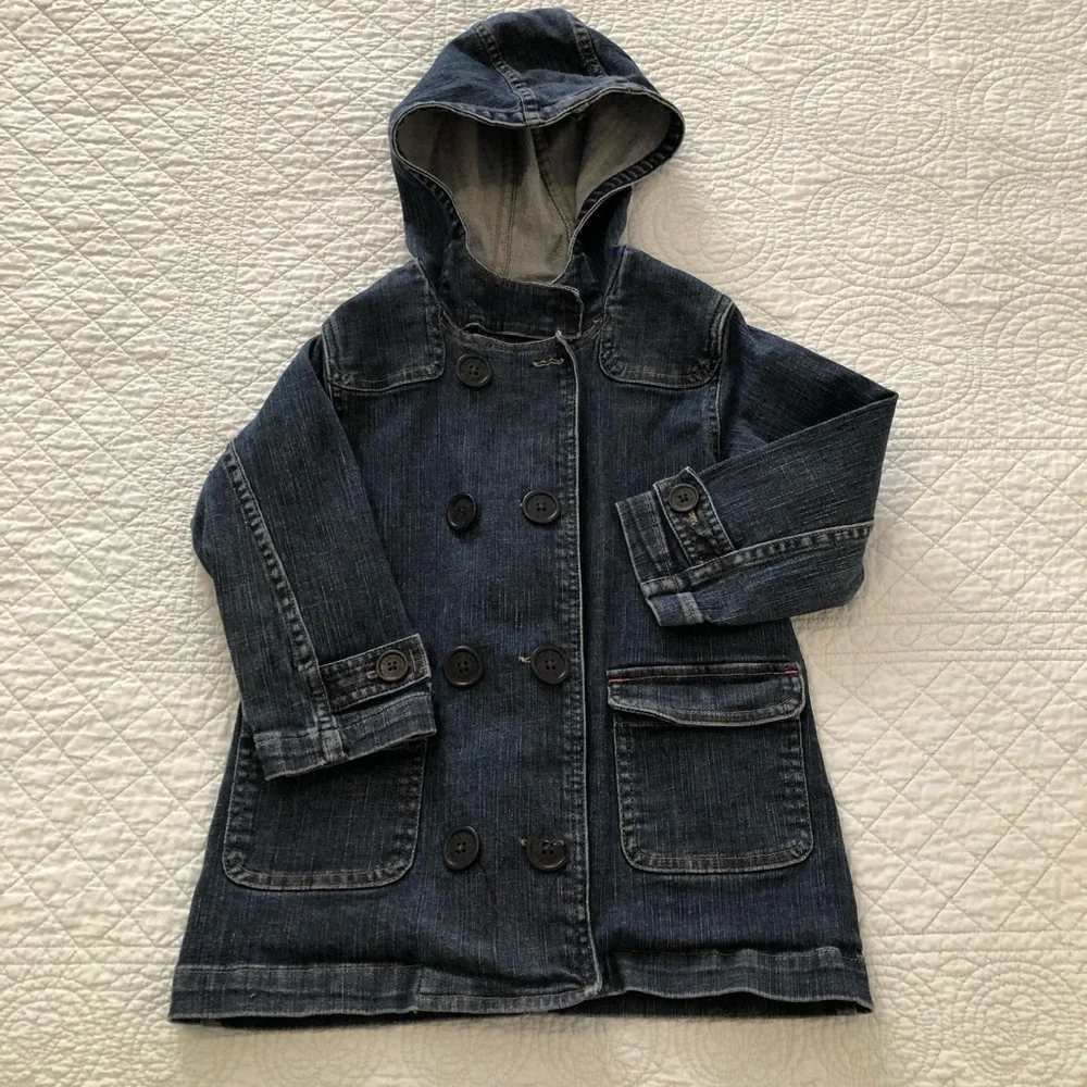 Vintage Baby Gap hooded denim barn jacket. Size 4.